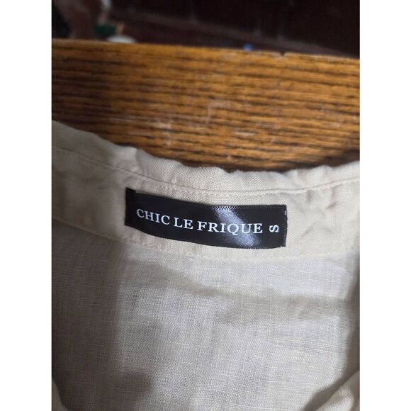 Chic le freque oversized linen button down shirt sz Small - Picture 2 of 4